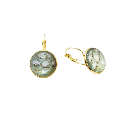 earrings steel gold white woter lilies3